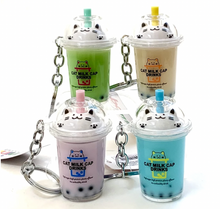 Load image into Gallery viewer, Boba Cat Milk Keyring Key Charm
