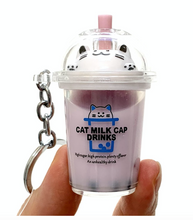 Load image into Gallery viewer, Boba Cat Milk Keyring Key Charm
