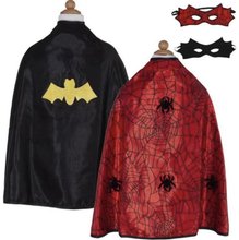 Load image into Gallery viewer, Great Pretenders Reversible Spider Bat Cape &amp; Mask Size 4-6 Years
