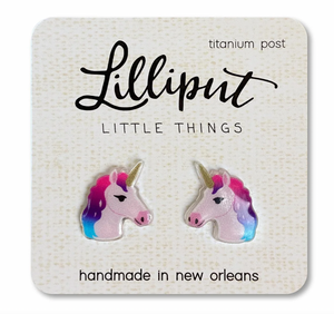 Lilliput Little Things Rainbow Unicorn Earrings Pink