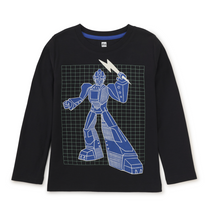 Load image into Gallery viewer, Tea Collection Glow Robot Layered Sleeve Tee Jet Black
