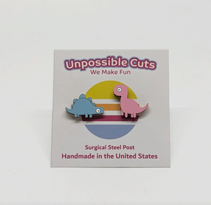 Unpossible Cuts Brontosaurus & Stegosaurus Dinosaur Handmade Stud Earrings