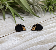 Load image into Gallery viewer, Unpossible Cuts Hedgehog Earrings -Black Wood
