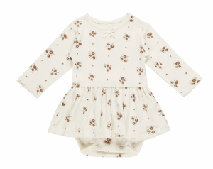 Quincy Mae Pointelle Skirted Bodysuit Autumn Flora