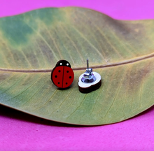 Load image into Gallery viewer, Unpossible Cuts Ladybug Stud Earrings
