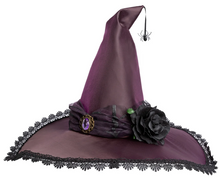 Load image into Gallery viewer, Great Pretenders Amethyst Spider Witch Hat 3+
