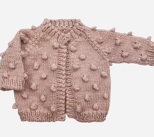 The Blueberry Hill Popcorn Cardigan Blush Baby Sweater