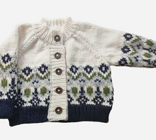 Load image into Gallery viewer, The Blueberry Hill Fairisle Knit Cardigan Navy Baby and Kids sweater
