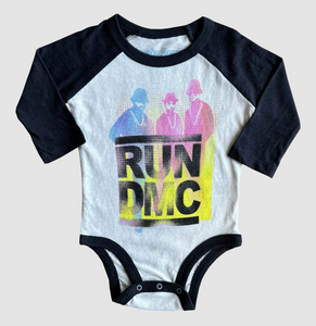 Rowdy Sprout Run DMC Graffiti Long Sleeve Raglan Onesie