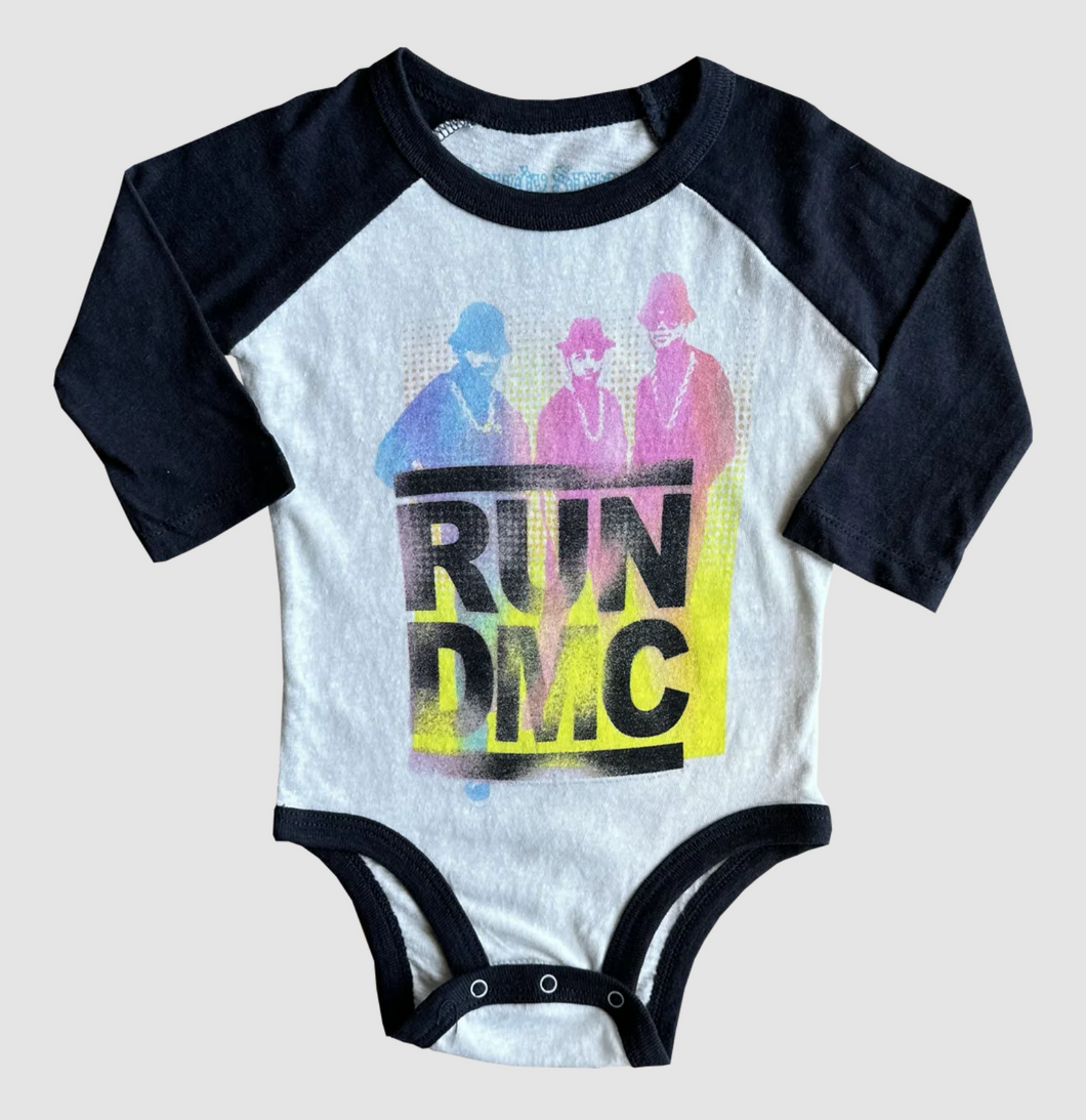 Rowdy Sprout Run DMC Graffiti Long Sleeve Raglan Onesie