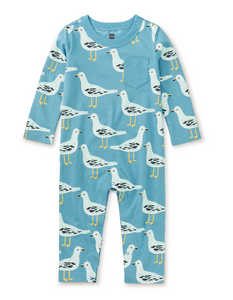 Tea Collection Long Sleeve Pocket Baby Romper Squabble Of Seagulls