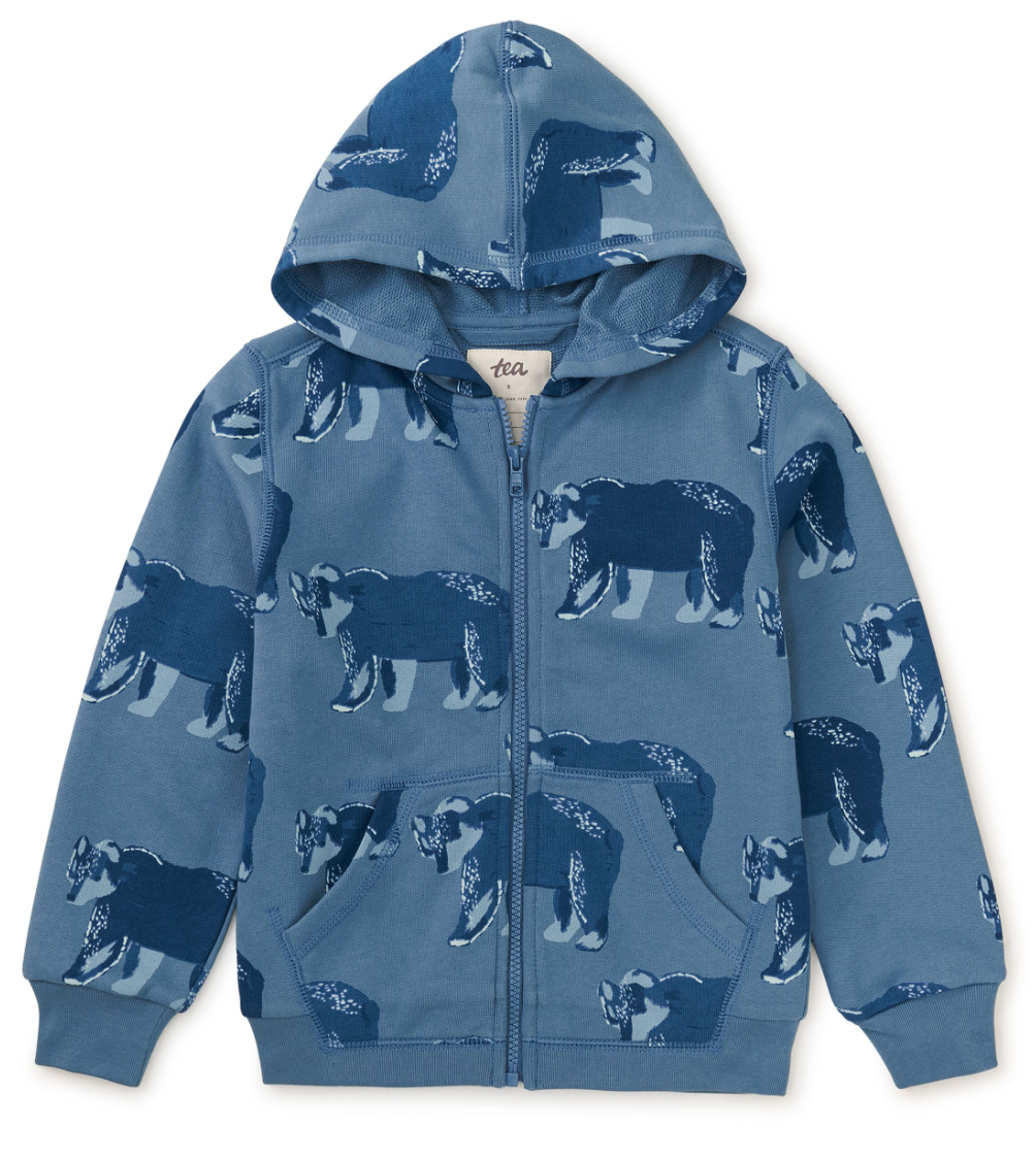 Tea Collection Good Sport Hoodie Bushy Bear In Coronet Blue