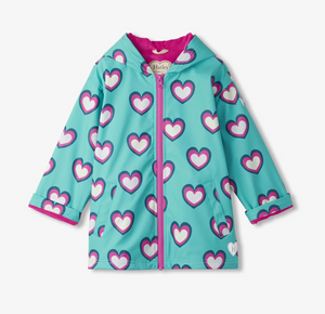 Hatley Hearts Colour Changing Zip Up Rain Jacket