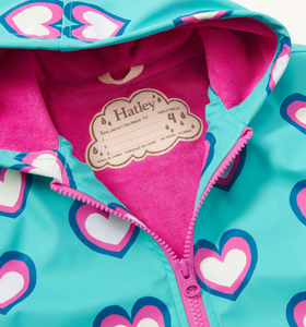 Hatley Hearts Colour Changing Zip Up Rain Jacket