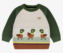 Load image into Gallery viewer, Souris Mini Green Knit Sweater With Duck Jacquard Pattern
