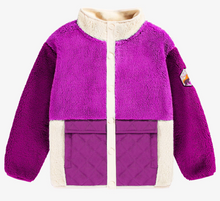 Load image into Gallery viewer, Souris Mini Sherpa Purple Color Block Vest With High Collar
