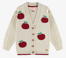 Load image into Gallery viewer, Souris Mini Beige Knitted Vest Relax Fit With Jacquard Print Of Red Apples
