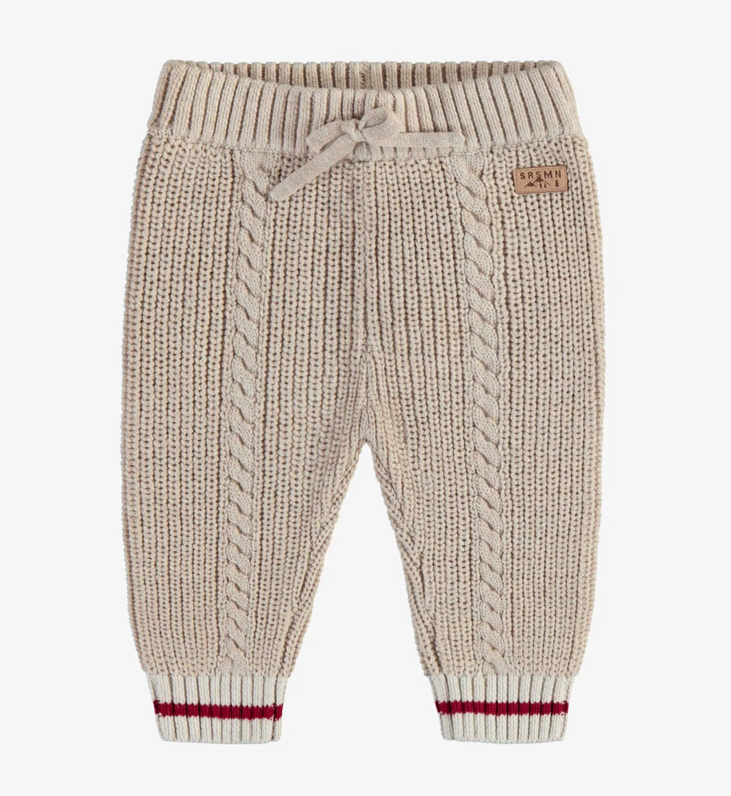 Souris Mini Beige Knitted Pants With Wool Sock Effect