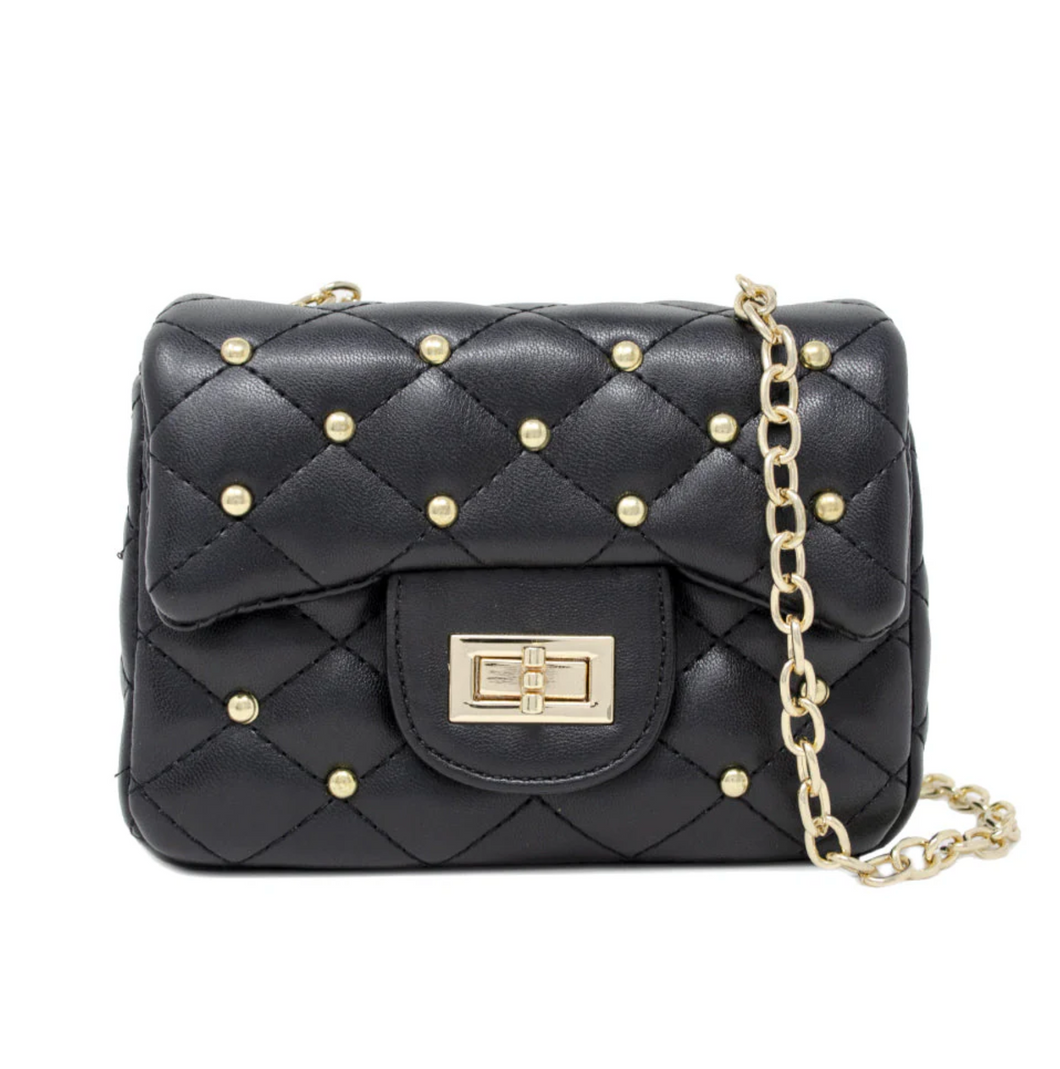 Zomi Gems Classic Quilted Stud Mini Bags - Black