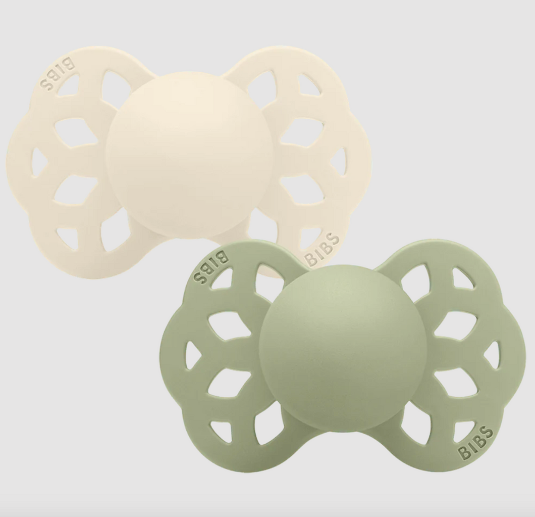 Bibs Infinity Pacifier 2 Pack Ivory/Sage Size 1