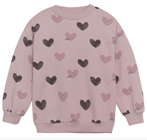 Minymo Long Sleeve Heart Lavender Sweater