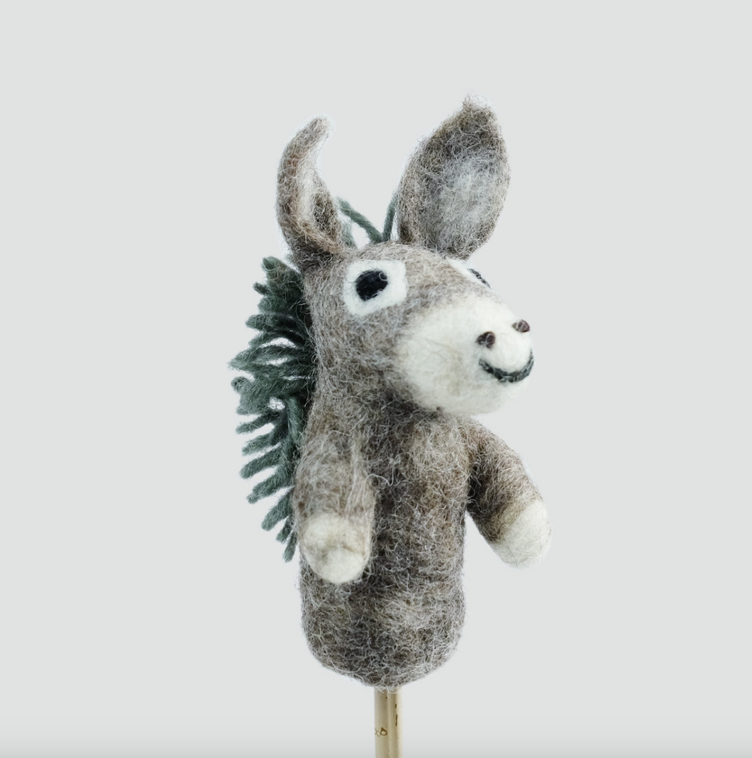 The Winding Road Brown Grey Donkey Finger Puppet