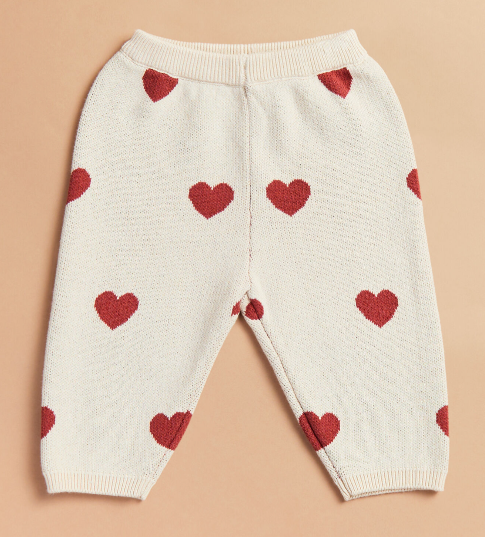 Quincy Mae Heart Knit Pants Ivory