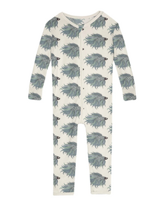 Kickee Pants Print Convertible Sleeper With Zipper Natural Rainbow Fish