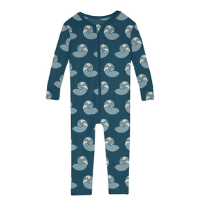 Kickee Pants Print Convertible Sleeper With Zipper Peacock Nautilus