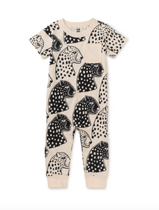 Tea Collection Pocket Baby Romper Block Print Jaguar