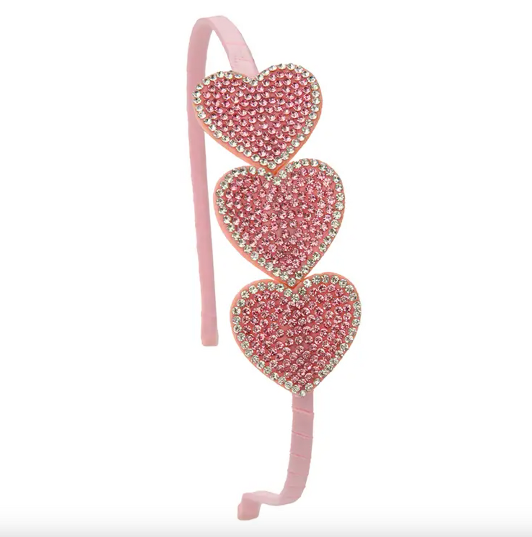 Sparkle Sisters Pink Rhinestone Heart Headband