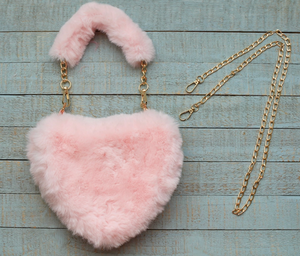 Sparkle Sisters Furry Heart Purse Pink