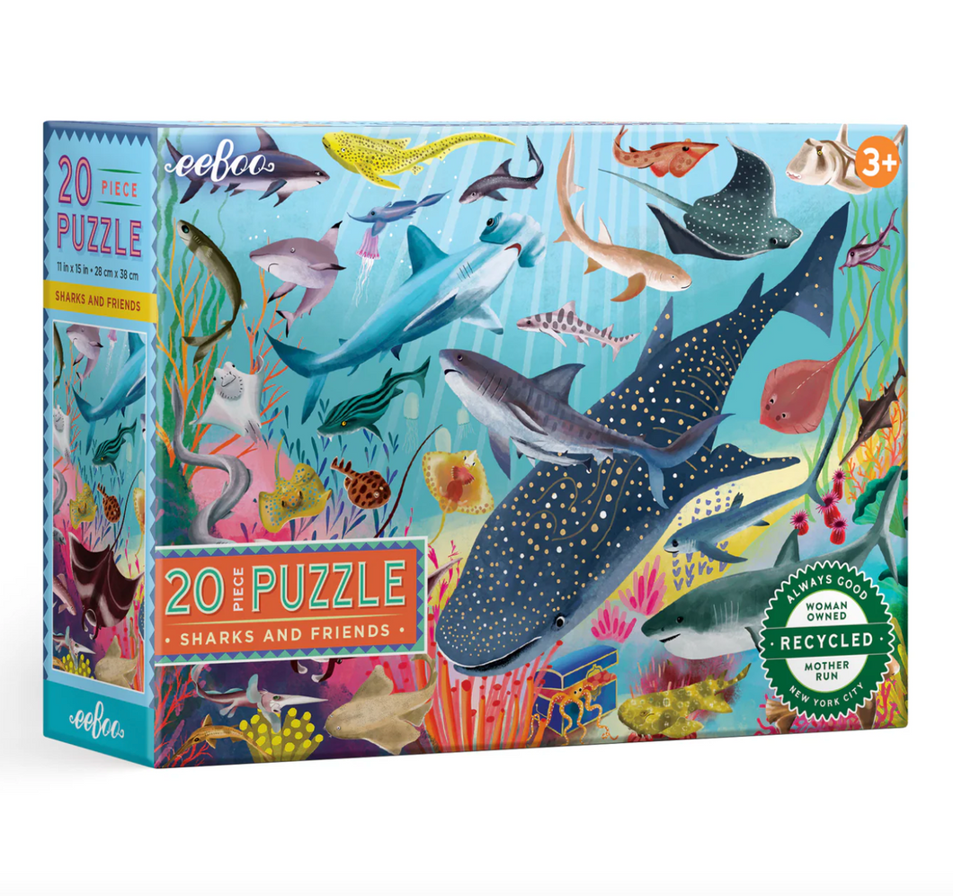 Eeboo 20 Piece Puzzle Sharks And Friends