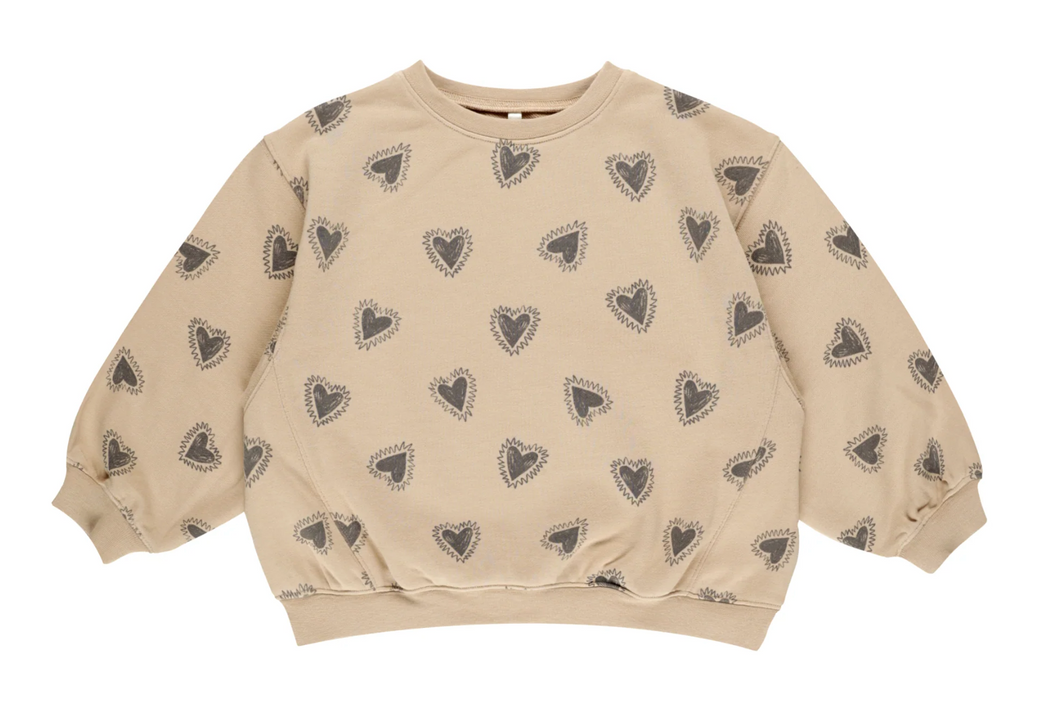 Rylee + Cru Oversized Sweatshirt Hearts Sand