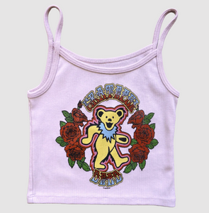 Rowdy Sprout Grateful Dead Bear Tank Preppy Pink