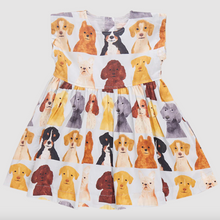 Load image into Gallery viewer, Pink Chicken Girls Adaline Dress Light Blue Watercolor Dogs
