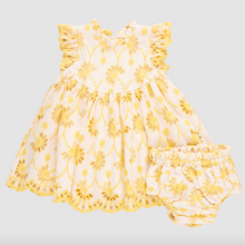 Load image into Gallery viewer, Pink Chicken Baby Girls Cynthia Dress Set Bright Yellow Eyelet
