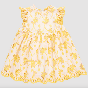 Pink Chicken Girls Cynthia Dress Bright Yellow Eyelet