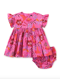 Tea Collection Ruffle Sleeve Baby Dress Set Brazilian Painted Floral