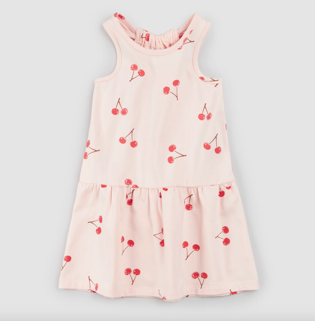 Miles The Label Cherry Print On Blush Racerback Jersey Dress