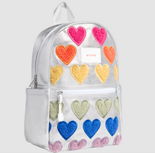 Load image into Gallery viewer, State Bags Metallic Kane Kids Mini Travel Fuzzy Hearts
