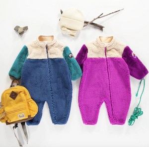 Souris Mini Purple Sherpa One Piece With Color Block And High Collar