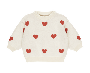 Quincy Mae Heart Knit Sweater Natural