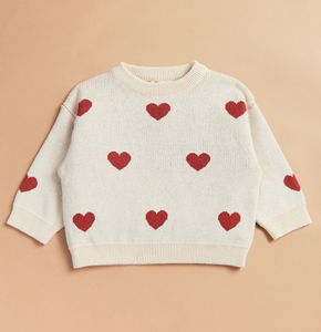 Quincy Mae Heart Knit Sweater Natural