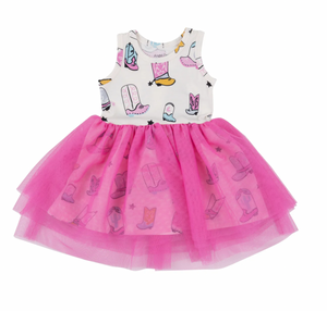 Angel Dear Boots Tank Layered Tulle Dress Size 4T